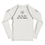 Roll Gear Tap Hype Rash Guard – Blue/White – Kids, back view, all-over print.