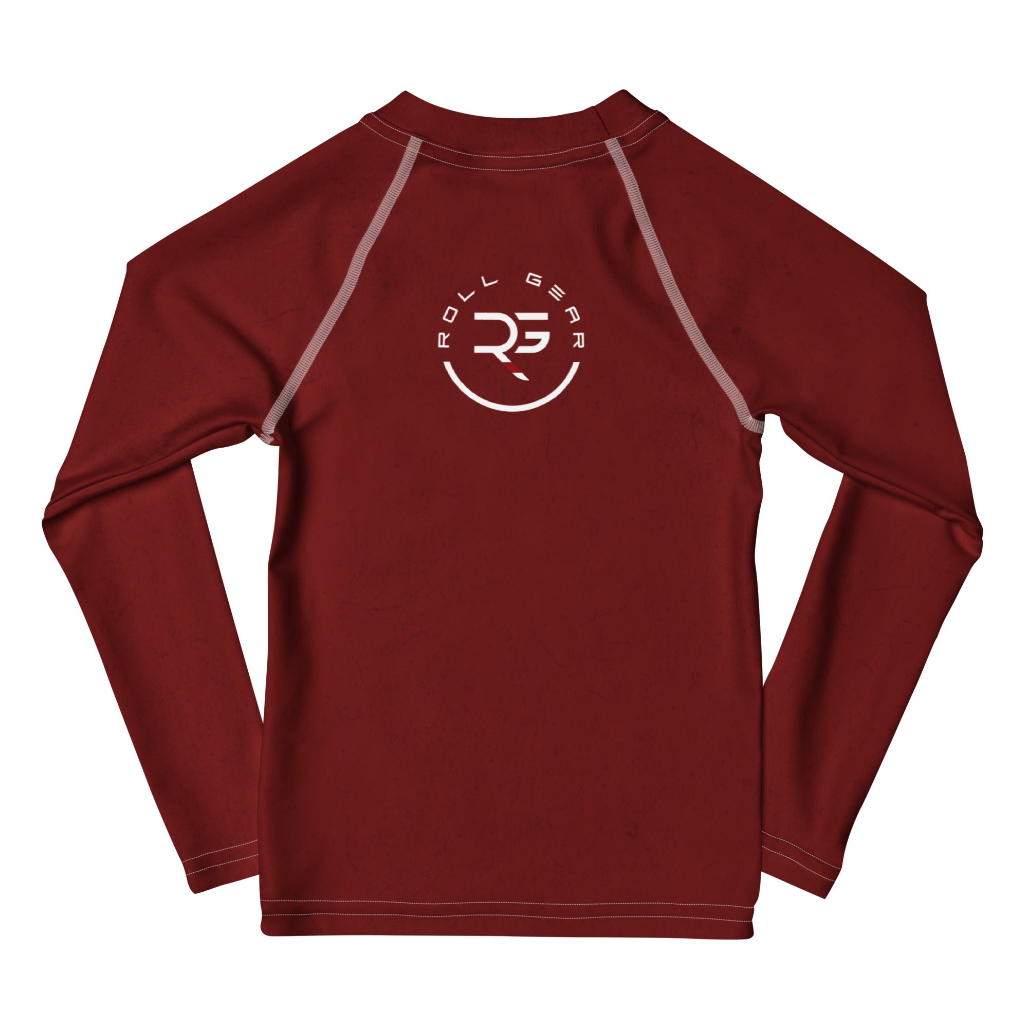 Red long-sleeve shirt with a logo on the chest against a white background