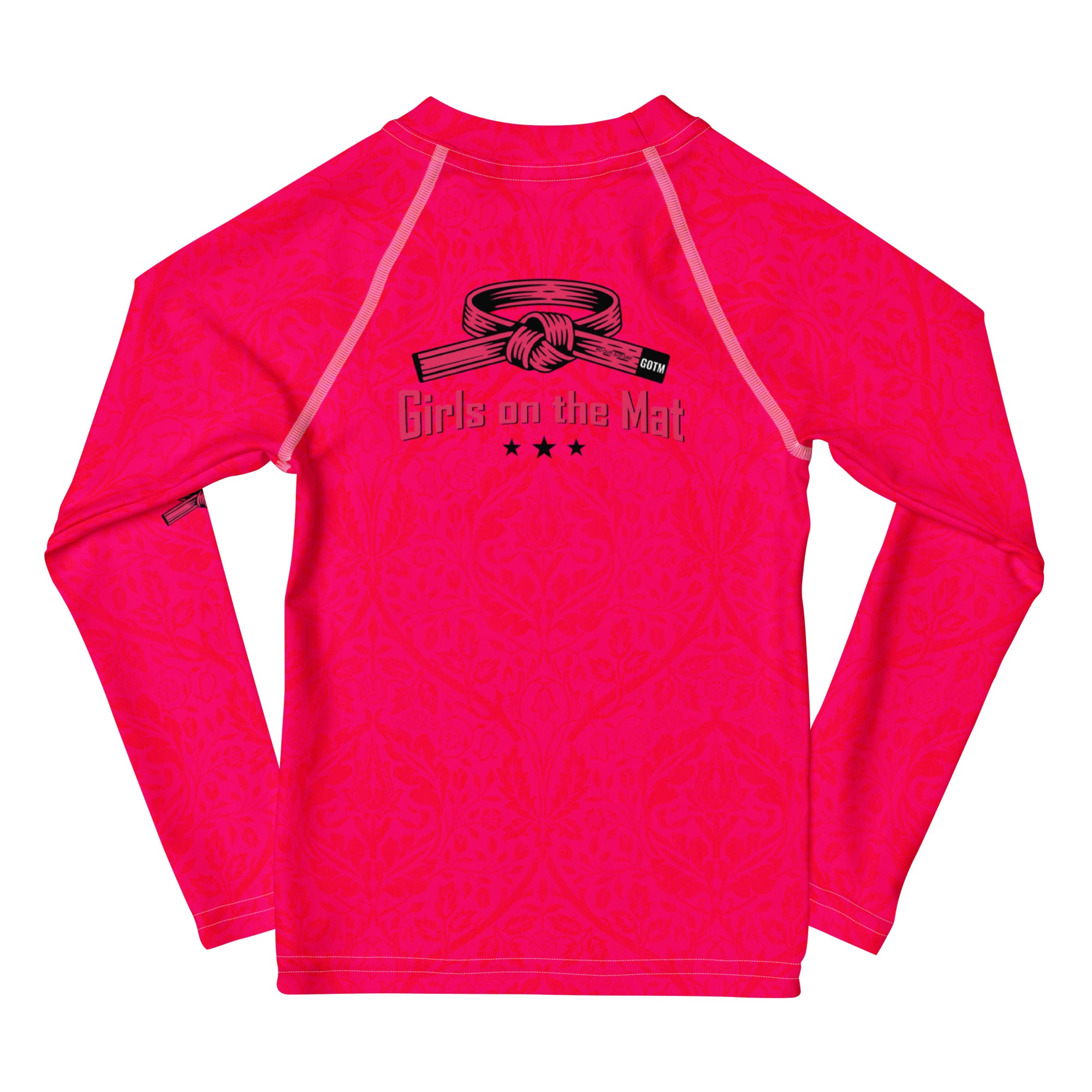 Roll Gear Earned Not Given Long Sleeve Rash Guard - Pink, Kids, back view.