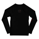 Roll Gear Embrace the Chaos Rash Guard – Kids, back view, all-over print.