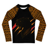 Roll Gear Jaguar Kids BJJ Rash Guard – youth Brazilian Jiu-Jitsu compression top with jaguar graphic, front view.