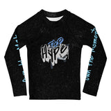 Roll Gear Tap Hype Long Sleeve Rash Guard – Kids, flat front view, Tap Hype chest graphic.