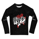 Roll Gear Tap Hype Kids Rash Guard, front view, all-over print.