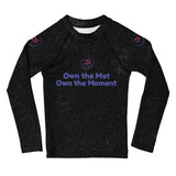 Roll Gear Evolve or Repeat Kid Girls Rash Guard - Black, front view.
