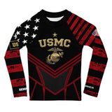 Roll Gear Kids Marines Dress Blues Long Sleeve Rash Guard, front view.