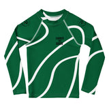 Roll Gear Kids Green Swirl Long Sleeve Rash Guard - Green/White, front view.