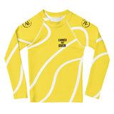 Roll Gear Yellow Swirl Rash Guard - Yellow/White, Kids, front view.