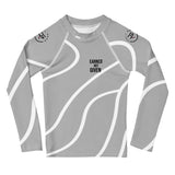 Roll Gear Grey Swirl Long Sleeve Rash Guard - Grey/White, Kids, front view.
