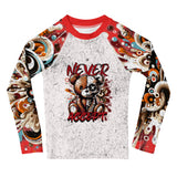 Roll Gear Never Accept Rash Guard - Black, Kids, front view.
