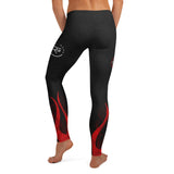 Roll Gear Women's Fire Department Compression Spats - Black with Red Flames, back view.