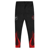 Roll Gear Women's Fire Department Compression Spats - Black with Red Flames, back view, additional angle.