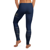 Roll Gear Women's Navy Compression Spats - Deep Navy Blue with Ocean Camo, back view.