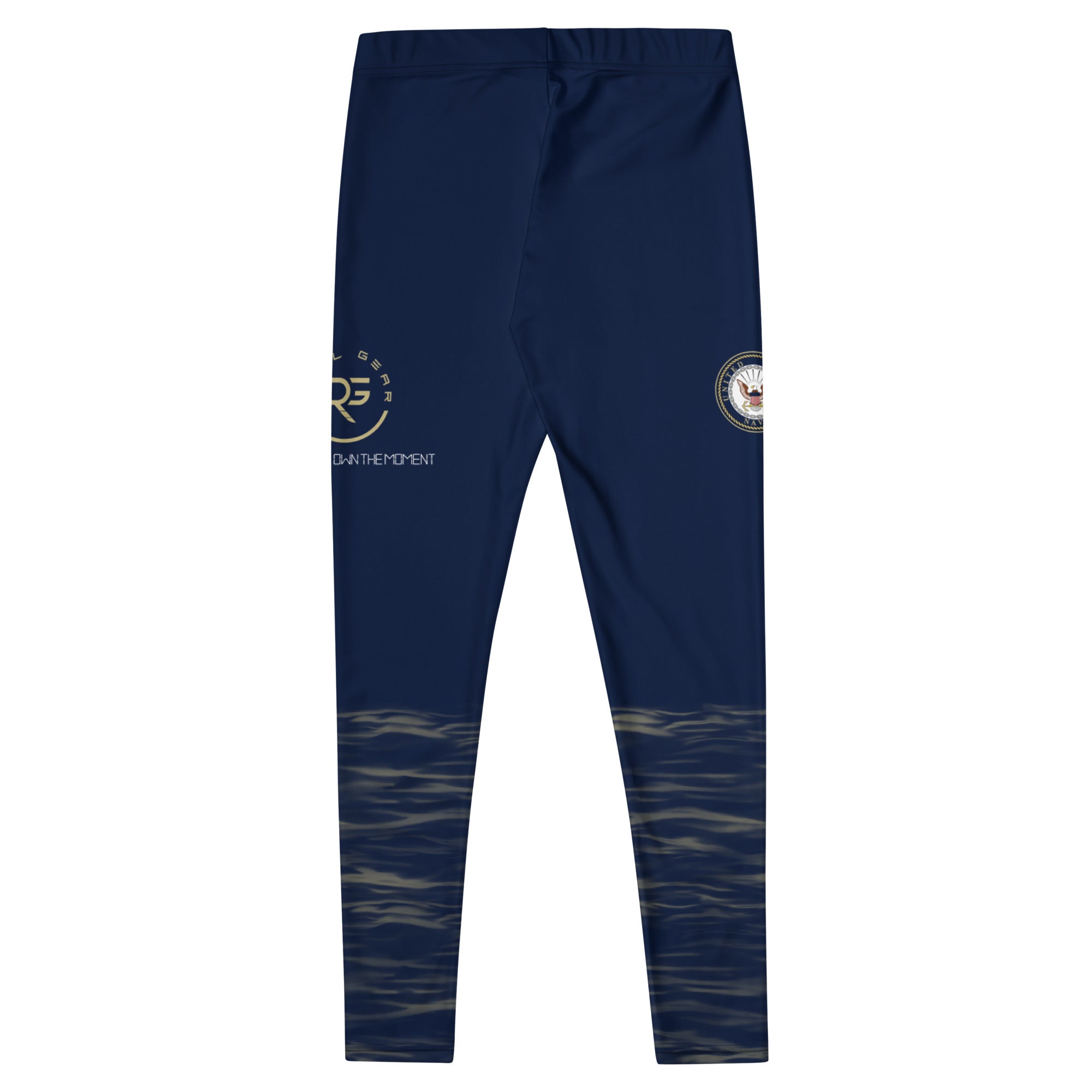 Roll Gear Women's Navy Compression Spats - Deep Navy Blue with Ocean Camo, back view, additional angle.