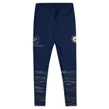 Roll Gear Women's Navy Compression Spats - Deep Navy Blue with Ocean Camo, back view, additional angle.