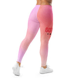 Roll Gear Women's Girls on the Mat BJJ Leggings - Pink Prism Gradient, back view.