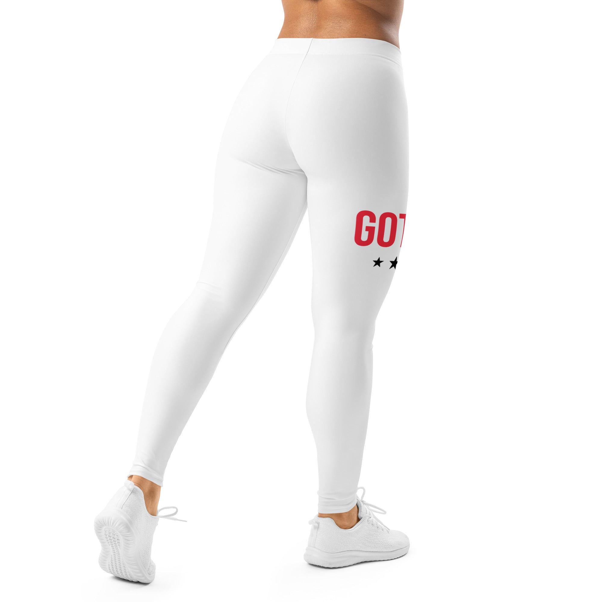 Roll Gear Women's Girls on the Mat BJJ Leggings - White Edition, back view.