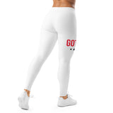 Roll Gear Women's Girls on the Mat BJJ Leggings - White Edition, back view.