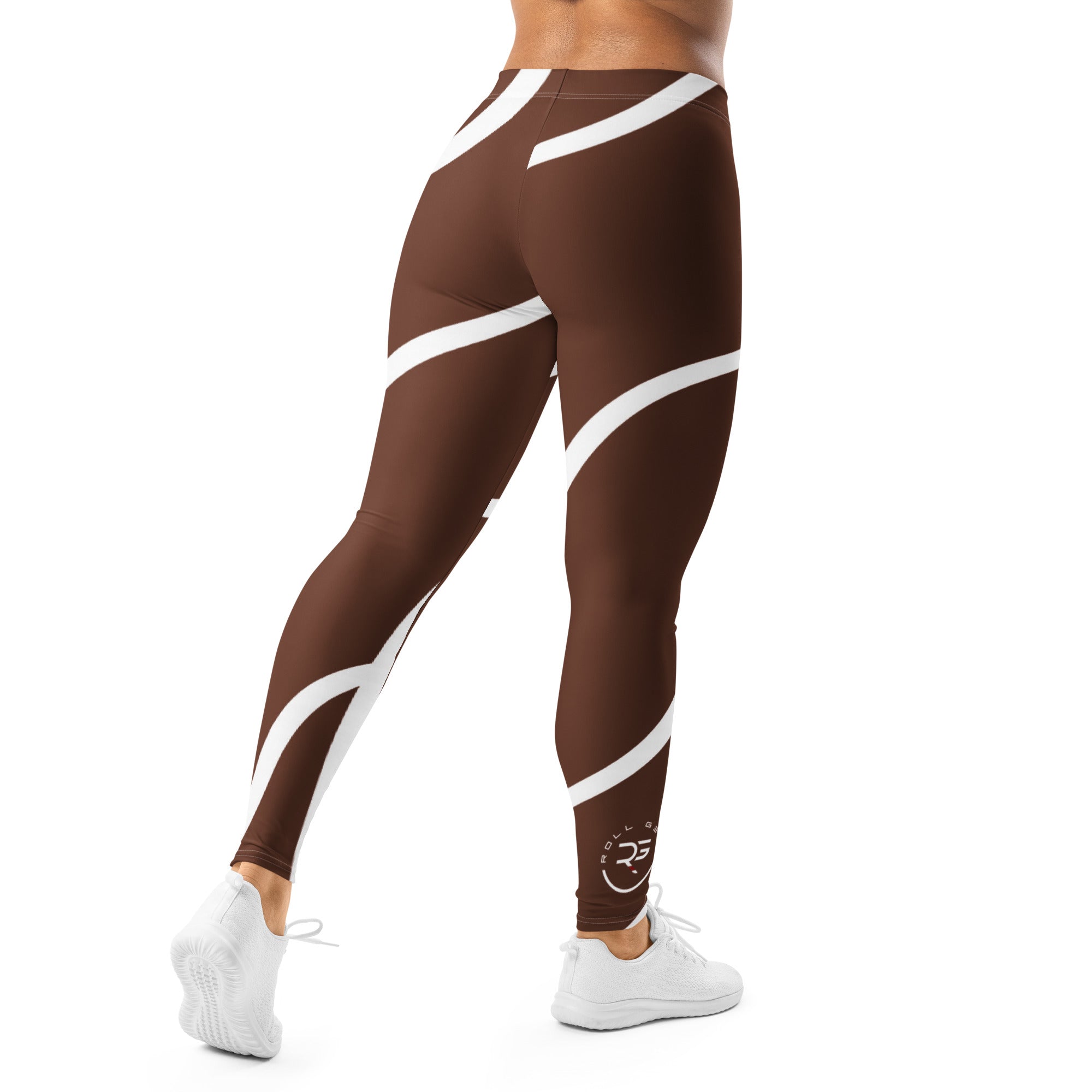 Roll Gear Brown Swirl Spats - Brown/White, Women's, back view.