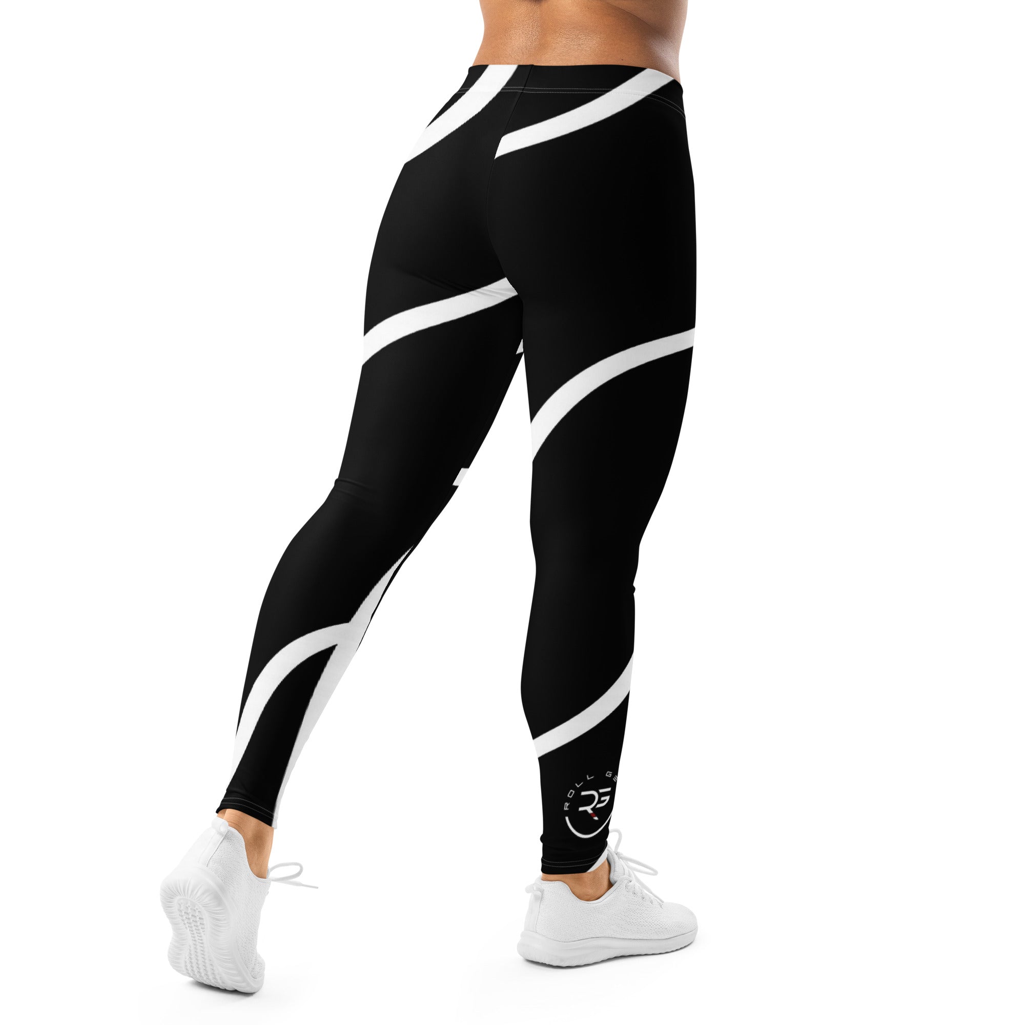 Roll Gear Black Swirl Spats - Black/White, Women's, back view.