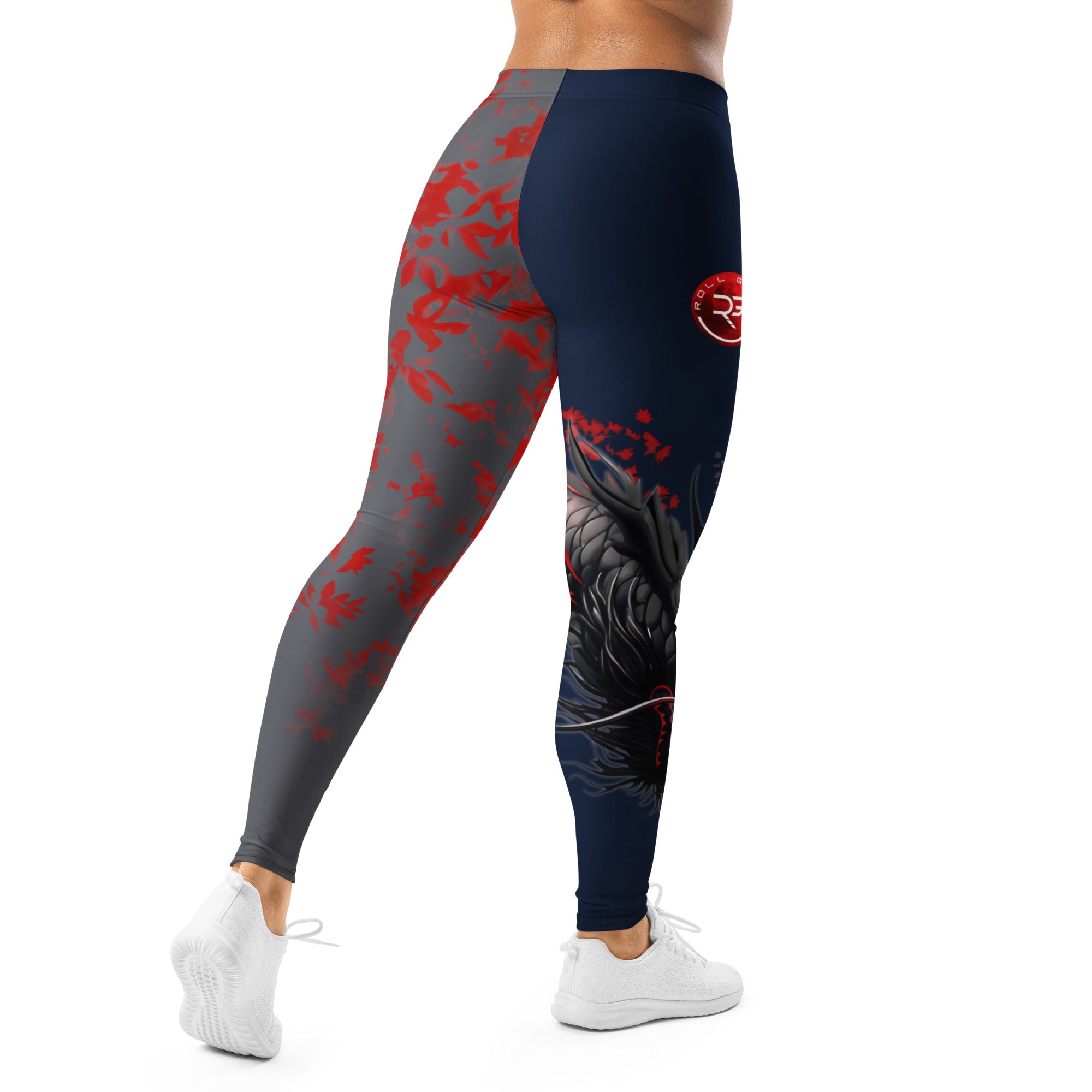 Roll Gear Shadow Dragon Warrior Spats – Dark Navy & Crimson – Women's, back view.