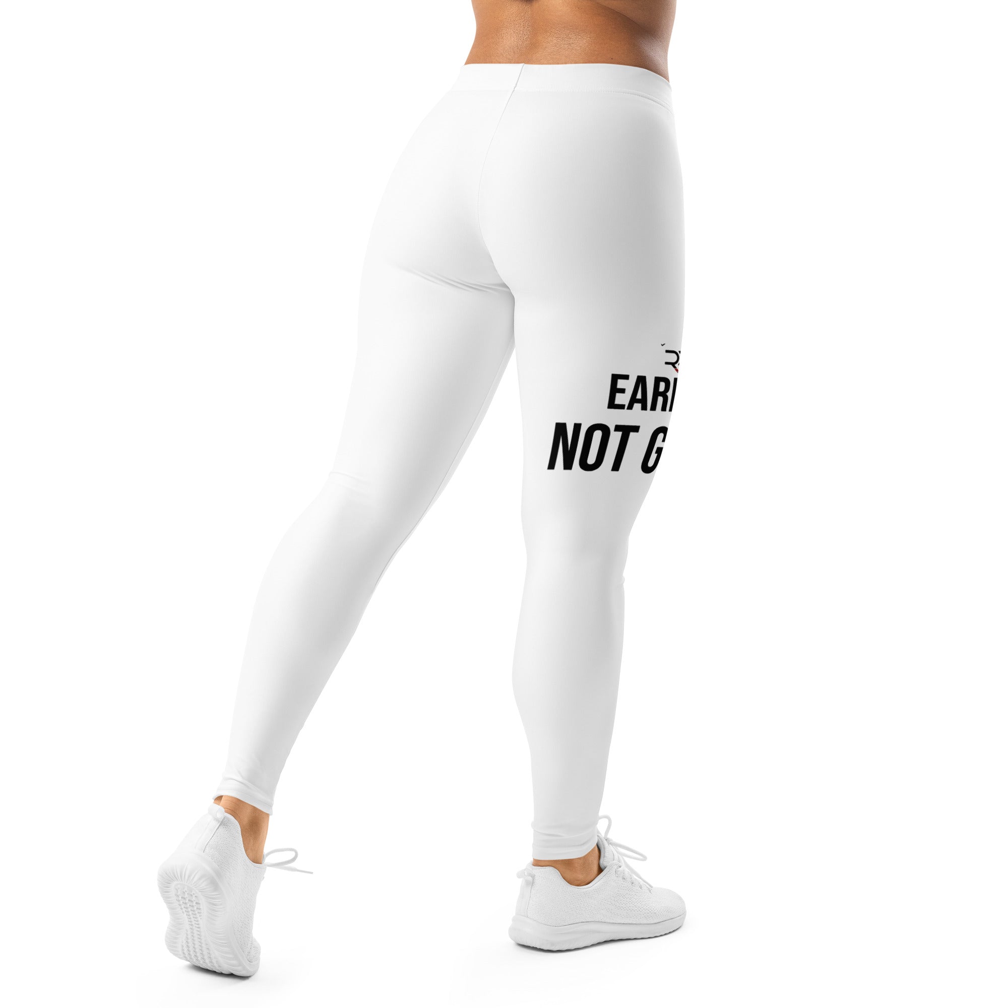 Roll Gear Earned Not Given Women's Spats – White, back view.