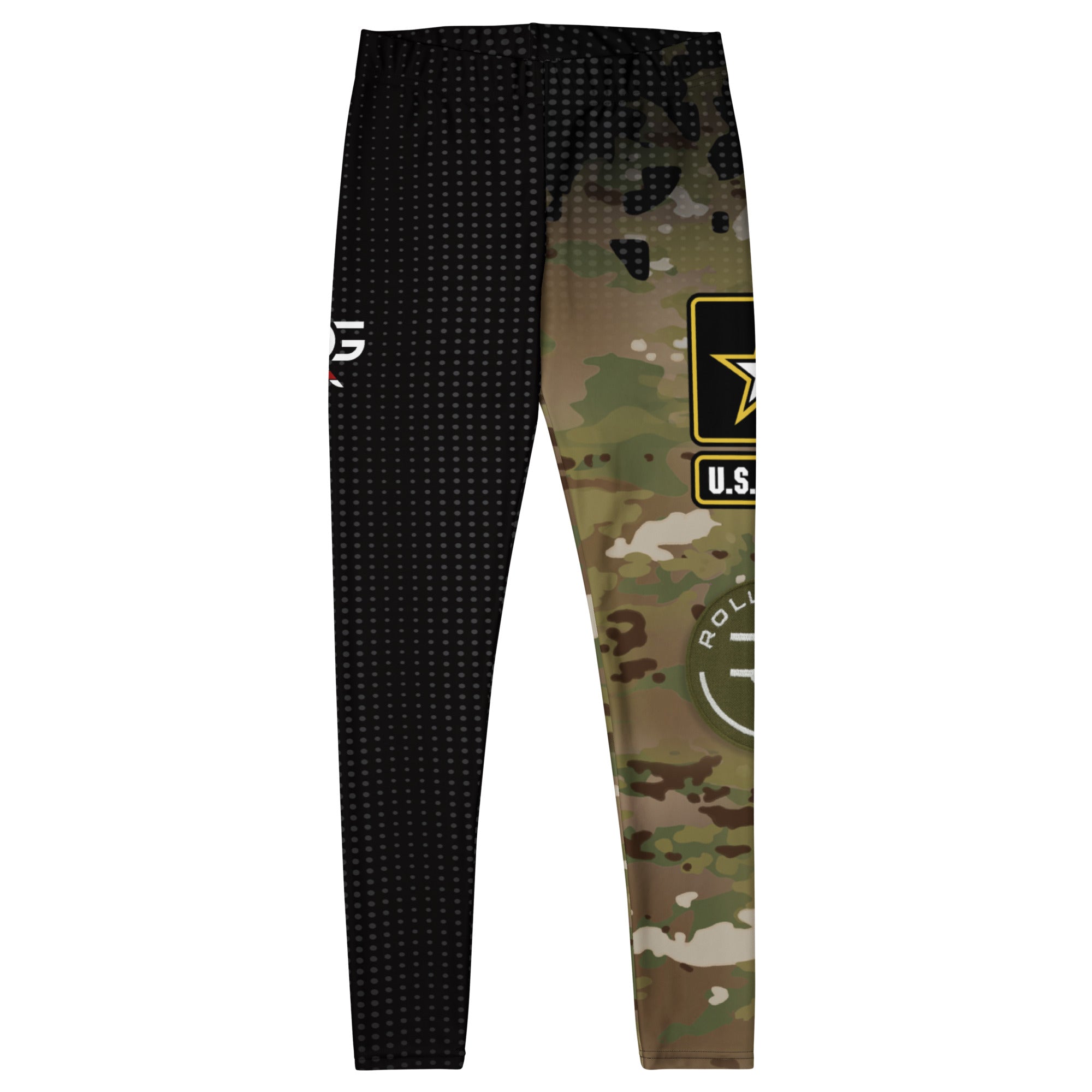 Roll Gear Women's Army Compression Spats - Black Camo, front view, additional angle.