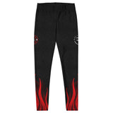 Roll Gear Women's Fire Department Compression Spats - Black with Red Flames, front view, additional angle.