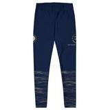 Roll Gear Women's Navy Compression Spats - Deep Navy Blue with Ocean Camo, front view, additional angle.