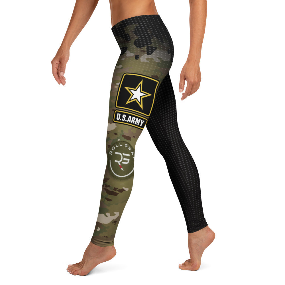 Roll Gear Women's Army Compression Spats - Black Camo, left side view.