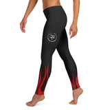 Roll Gear Women's Fire Department Compression Spats - Black with Red Flames, left side view.