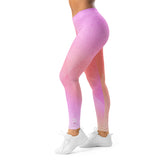 Roll Gear Women's Girls on the Mat BJJ Leggings - Pink Prism Gradient, left side view.