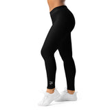 Roll Gear Women's Girls on the Mat BJJ Leggings - Black Edition, left side view.