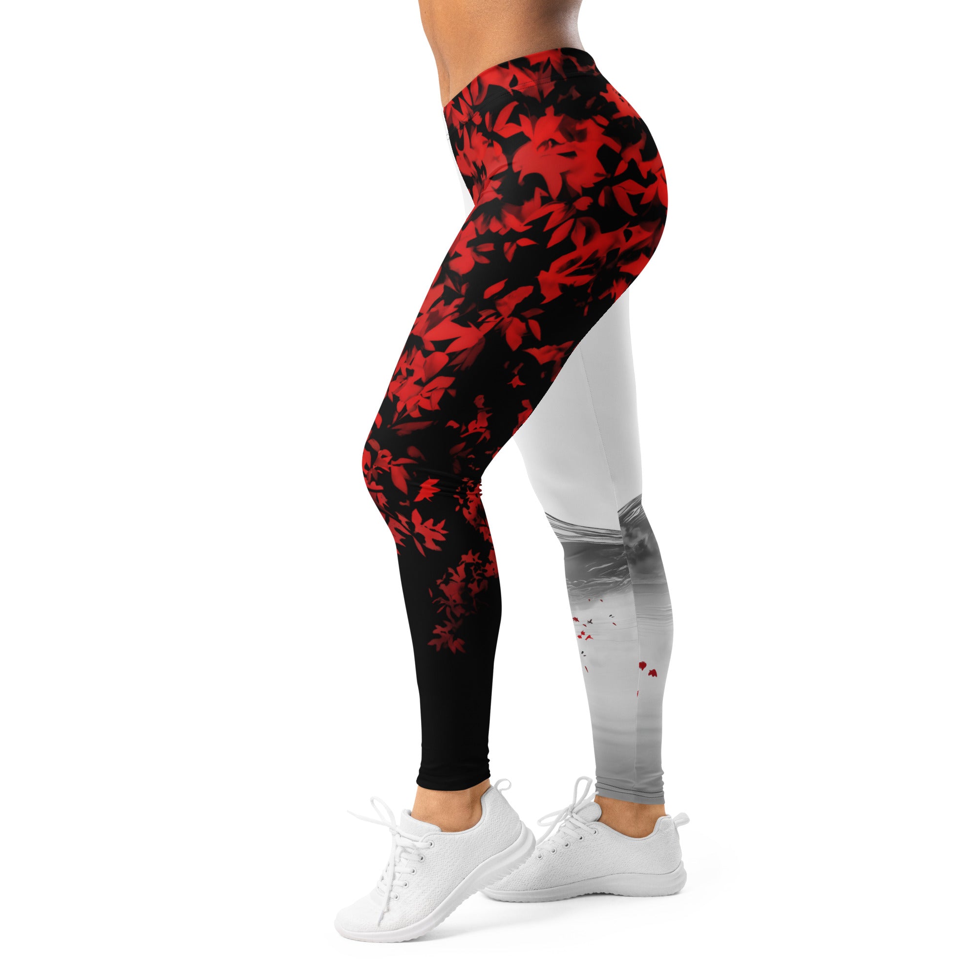 Roll Gear Shadow Dragon Warrior Spats – White & Crimson – Women's, left side view.