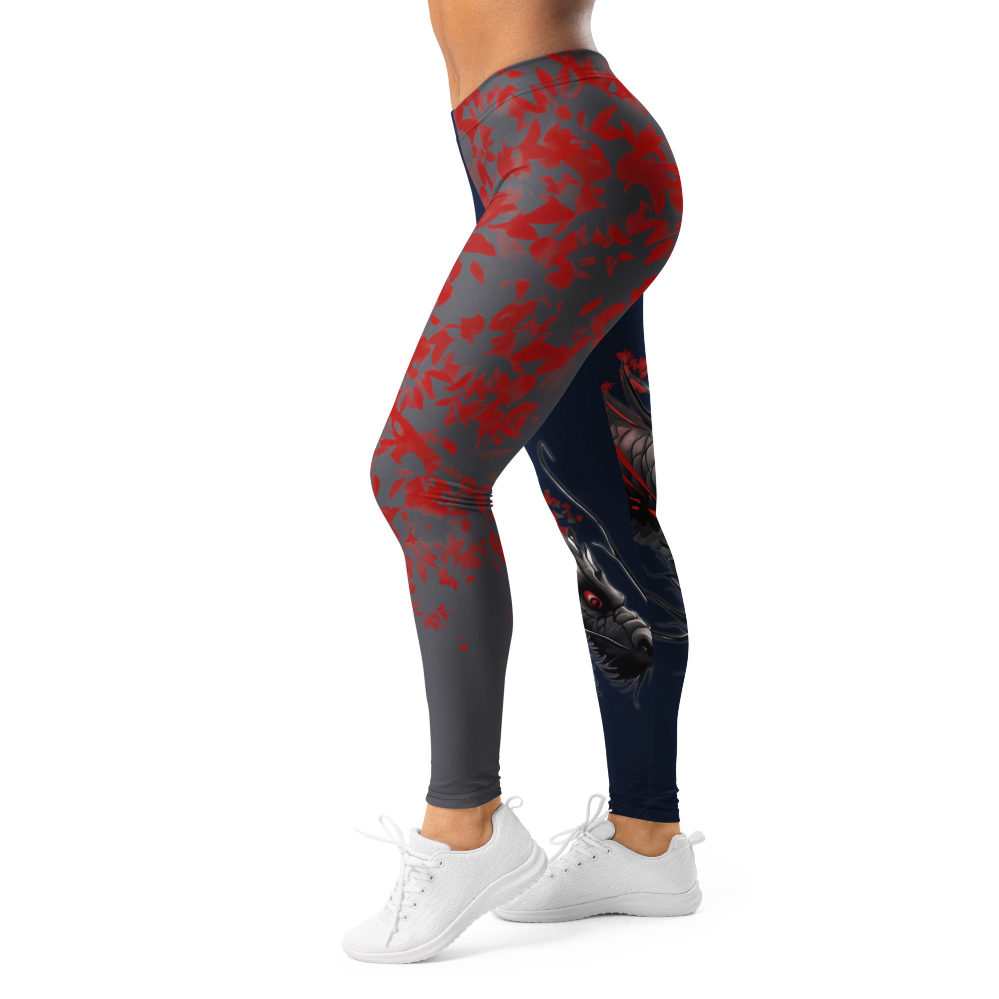 Roll Gear Shadow Dragon Warrior Spats – Dark Navy & Crimson – Women's, left side view.