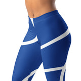 Roll Gear Blue Swirl Spats - Blue/White, Women's, left-front view, additional angle.