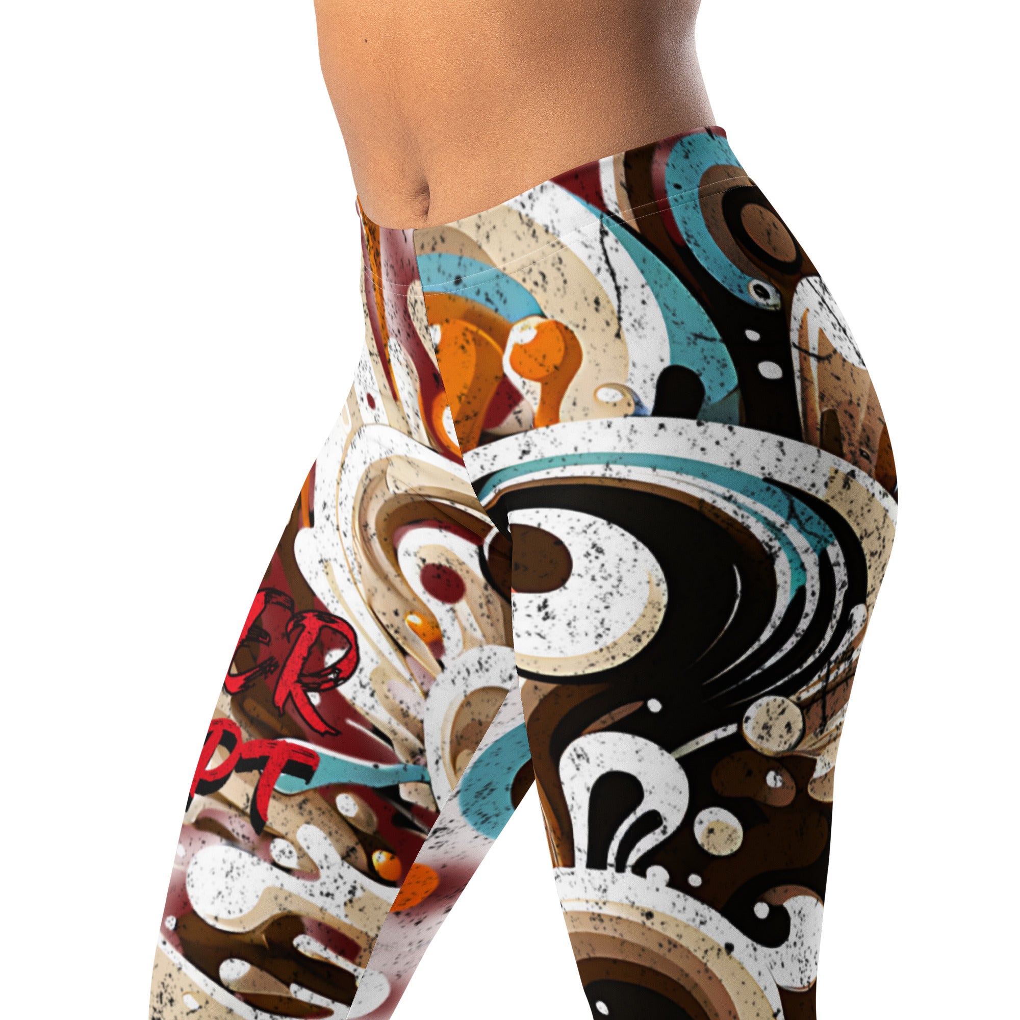 Roll Gear Never Accept Training Spats – Black/Multicolor – Women's, close-up of the hip and print.