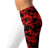Roll Gear Shadow Dragon Warrior Spats – White & Crimson – Women's, close-up of the hip and print.