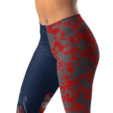 Roll Gear Shadow Dragon Warrior Spats – Dark Navy & Crimson – Women's, close-up of the hip and print.