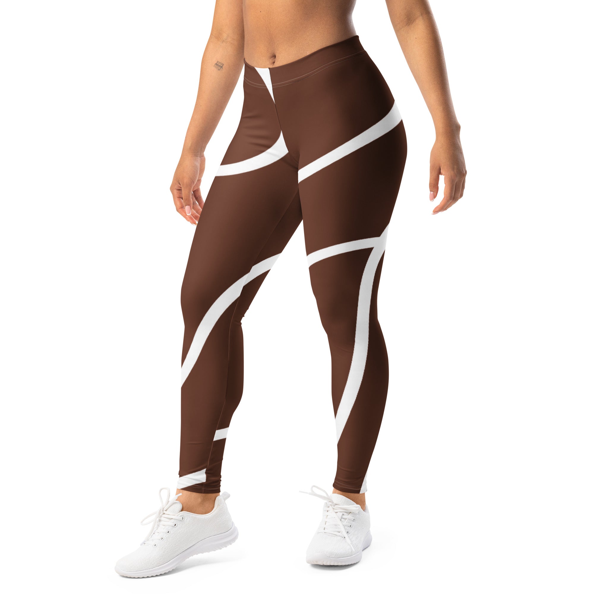 Roll Gear Brown Swirl Spats - Brown/White, Women's, left-front view.
