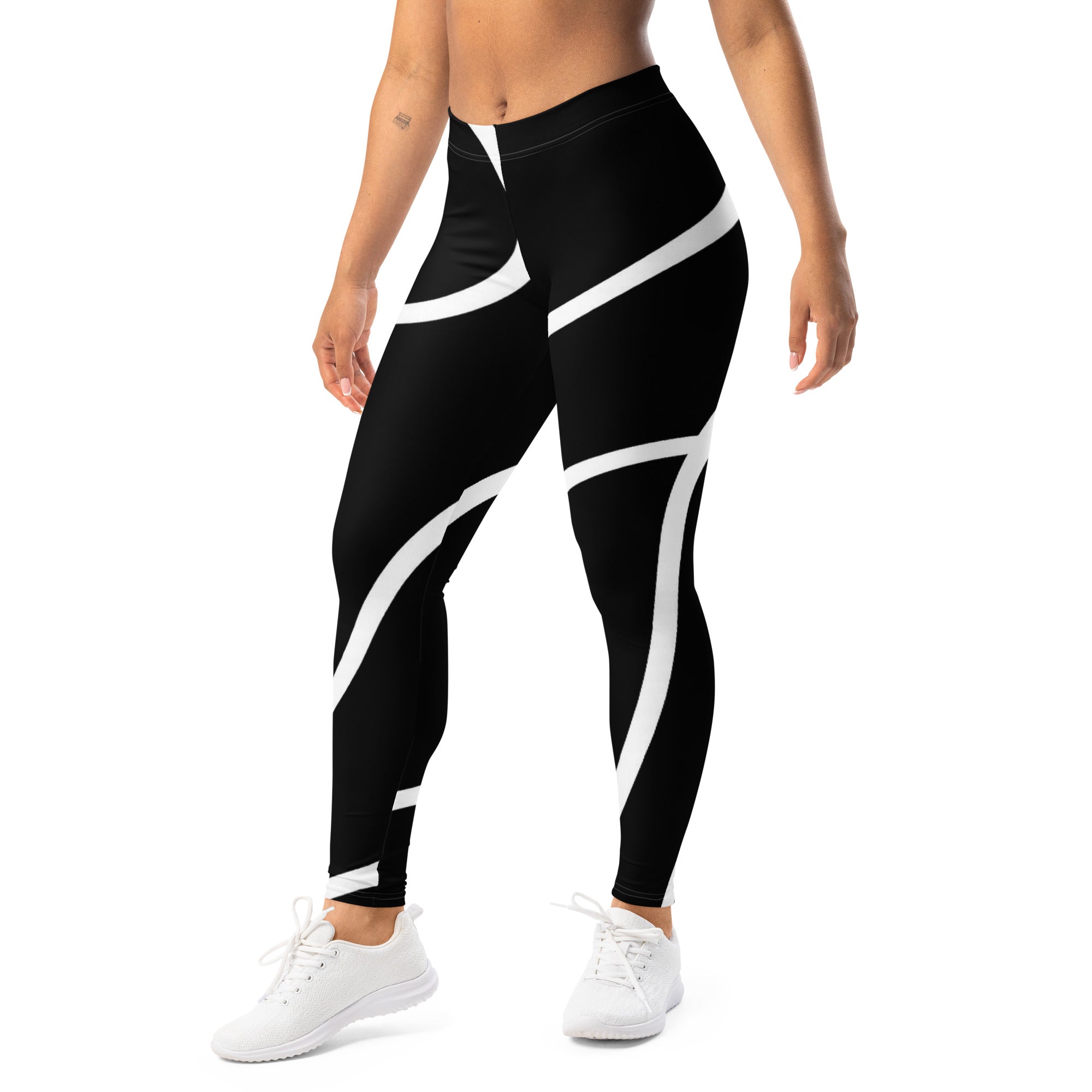 Roll Gear Black Swirl Spats - Black/White, Women's, left-front view.