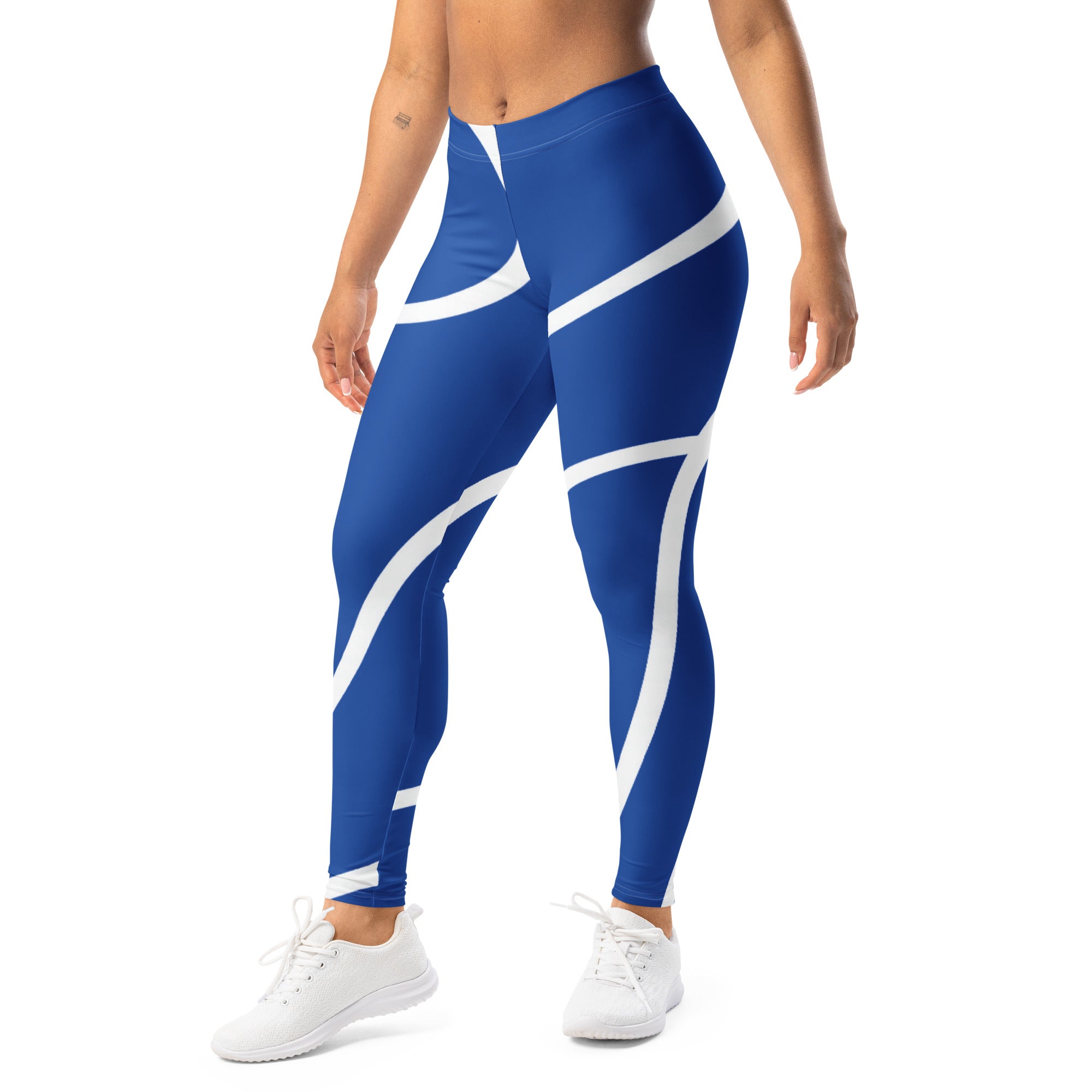 Roll Gear Blue Swirl Spats - Blue/White, Women's, left-front view.