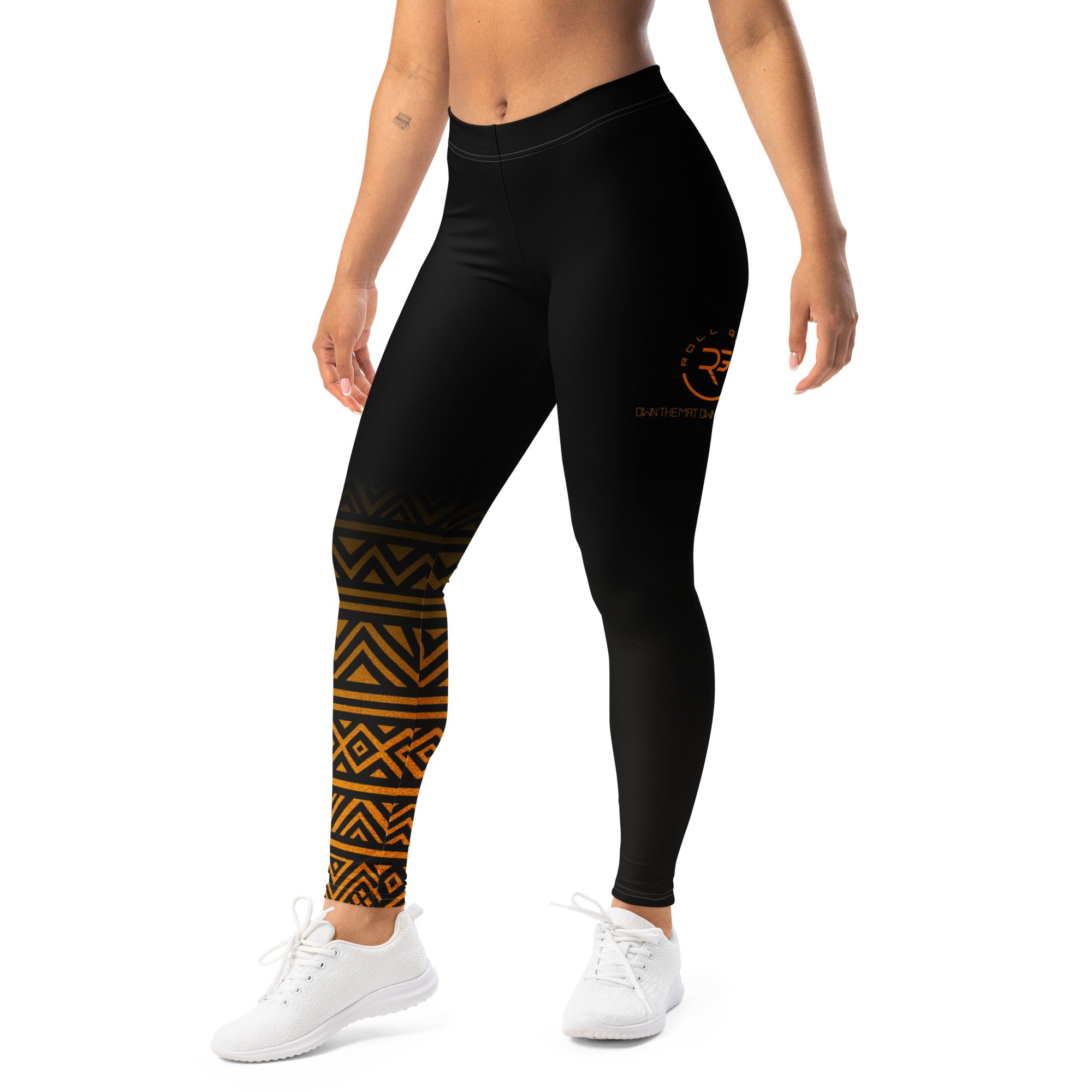 Roll Gear Lion's Pride Women's Spats – Black & Gold, left-front view.