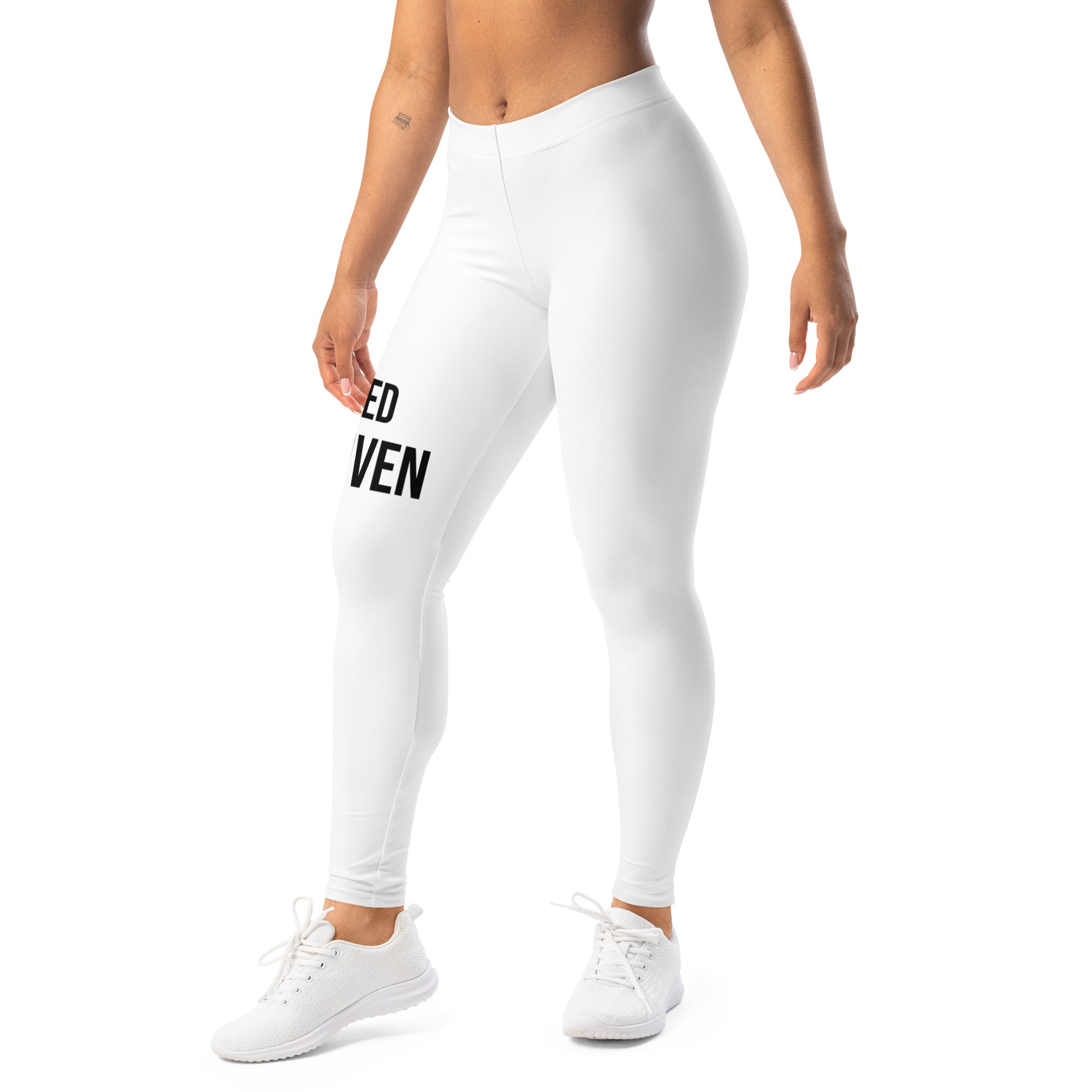 Roll Gear Earned Not Given Women's Spats – White, left-front view.