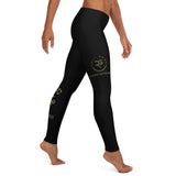 Roll Gear Women's Marines Gold Compression Spats - Black & Gold USMC Leggings, right side view.