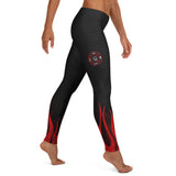 Roll Gear Women's Fire Department Compression Spats - Black with Red Flames, right side view.