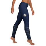 Roll Gear Women's Navy Compression Spats - Deep Navy Blue with Ocean Camo, right side view.