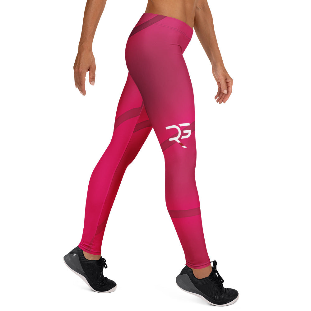 Roll Gear Women's Pink Gradient Swirl Leggings, right side view.