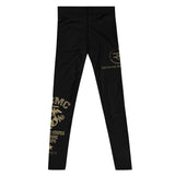 Roll Gear Men's Marines "Gold" Compression Spats – premium grappling fit leggings, back view.