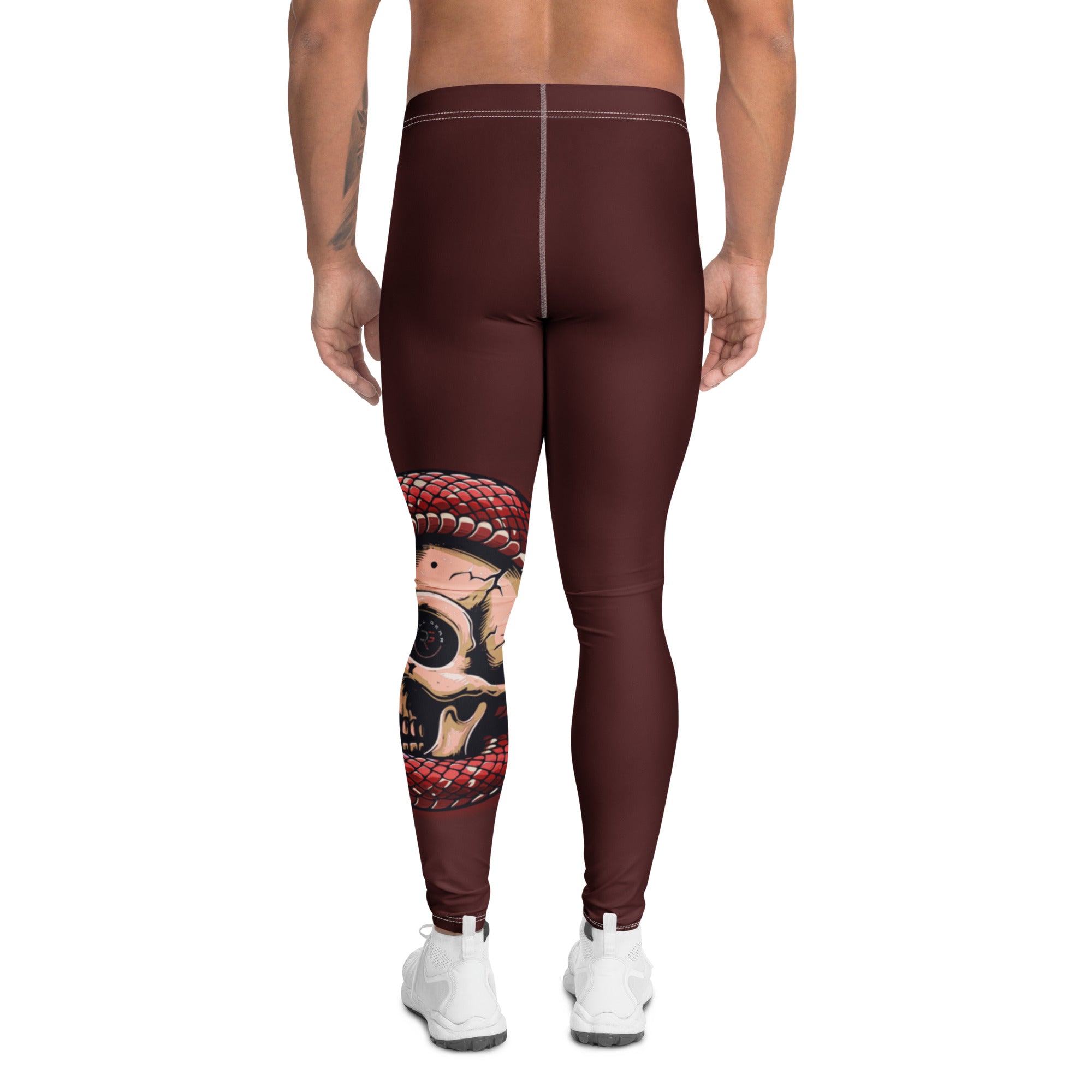 Roll Gear Signature Cold Blooded Spats – Maroon Venom (Athlete Edition, Men's Leggings), back view.
