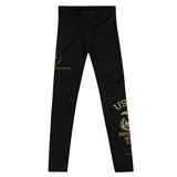 Roll Gear Men's Marines "Gold" Compression Spats – premium grappling fit leggings, front view.